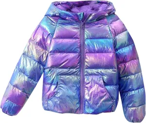 1-7 Years Baby Girl Boy Winter Shiny Coats Toddler Warm Puffer Jackets Kids Down Alternative Outerwear with Pockets