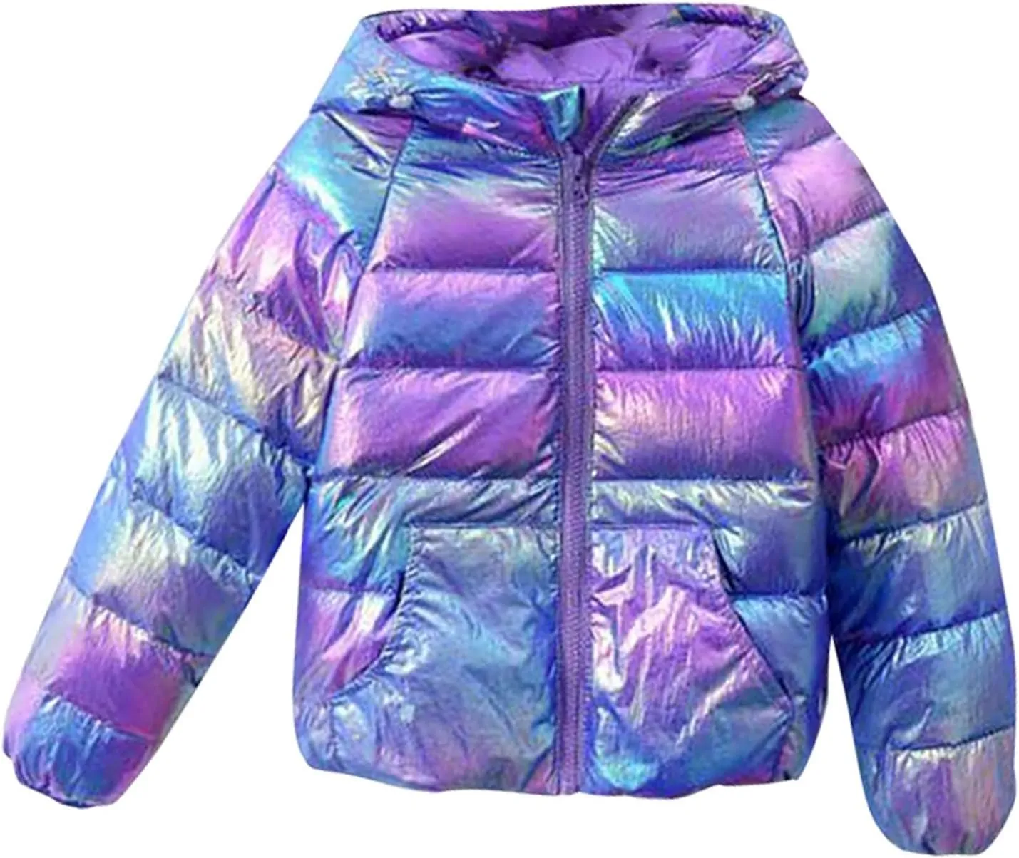 1-7 Years Baby Girl Boy Winter Shiny Coats Toddler Warm Puffer Jackets Kids Down Alternative Outerwear with Pockets