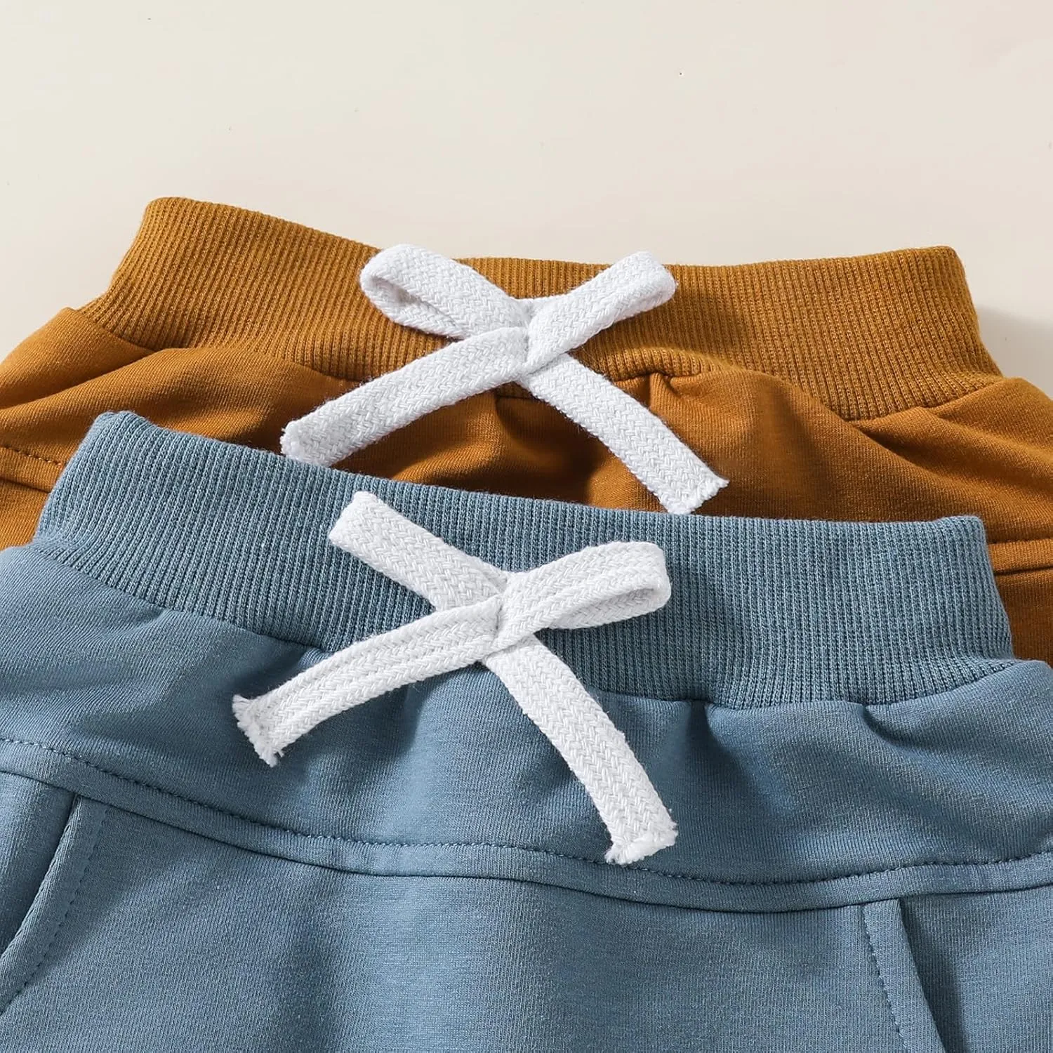 2 Pack Toddler Shorts Boys Girls Elastic Waist Solid Color Gingham Stripe Shorts Bottoms Summer