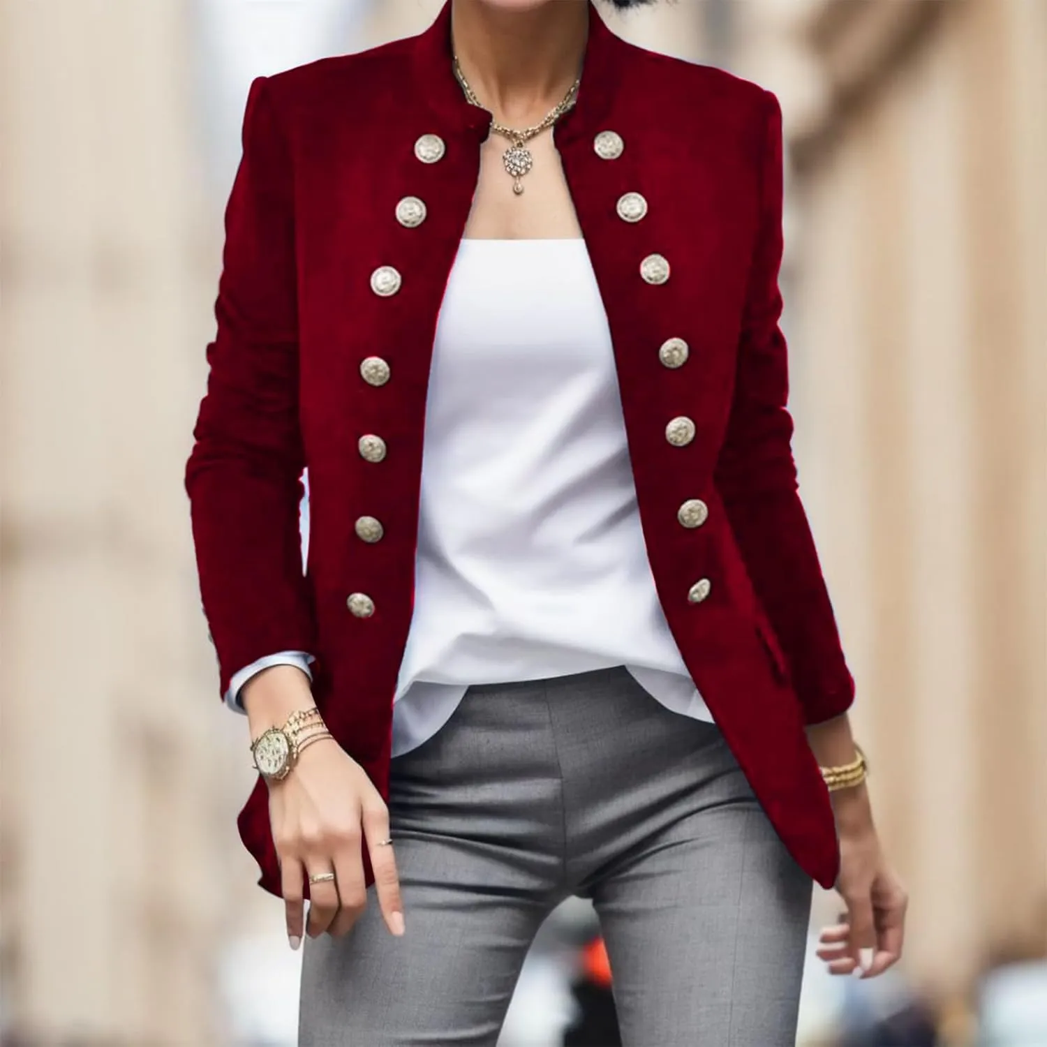 2023 Suit Jackets for Women Trendy Casual Blazers Long Sleeve Petite Casual Work Suit Coat Fall Winter Open Front Outerwear
