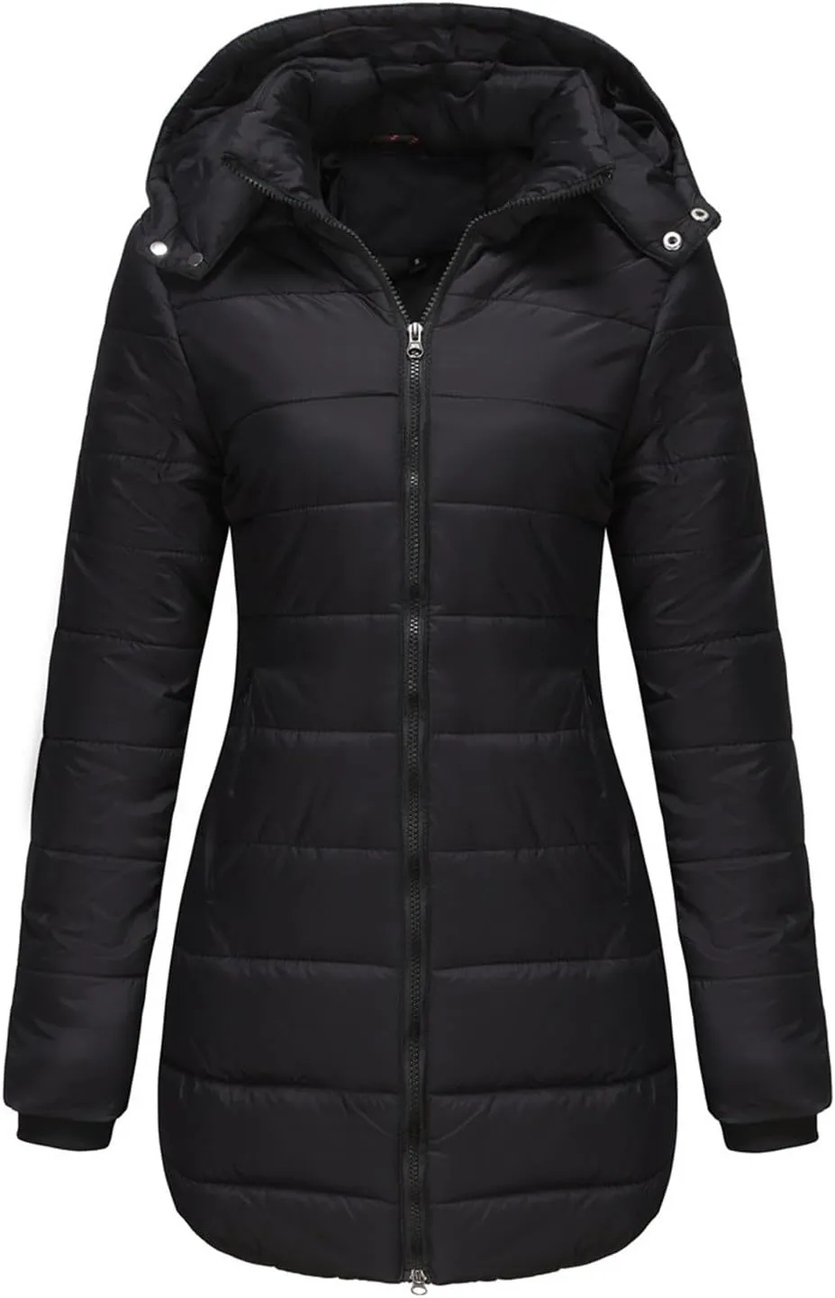 2023 Womens Packable Puffer Coat Trendy Windproof Lightweight Down Jacket Winter Warm Long Puffer Coat with Detachable Hood