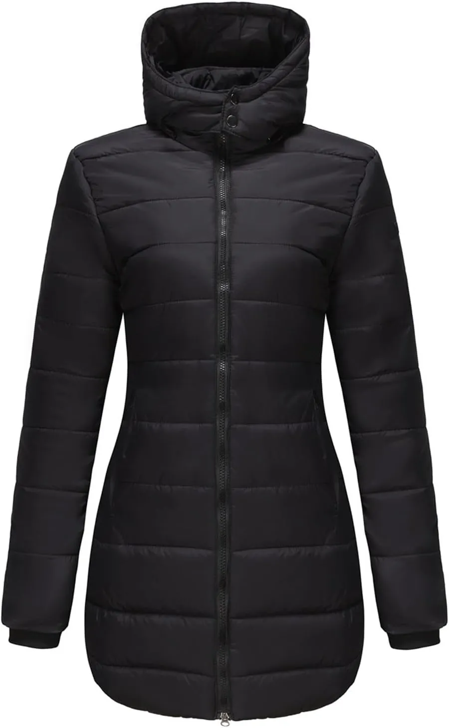 2023 Womens Packable Puffer Coat Trendy Windproof Lightweight Down Jacket Winter Warm Long Puffer Coat with Detachable Hood