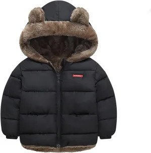 6M-5T Baby Bear Ears Shape Toddler Winter Fleece Boys Girls Coat Cute Hooded Jackets with Pockets Outwear