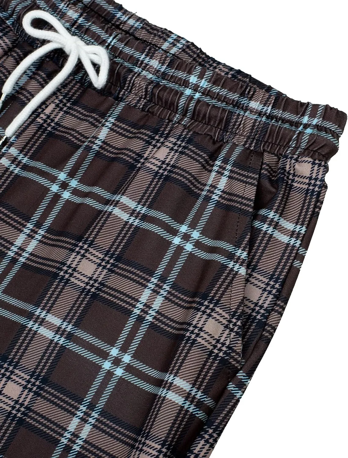 Alimens & Gentle Womens Pajama Pants Plaid Stretch Comfy Lounge Pants Drawstring Sleep Bottoms with Pockets