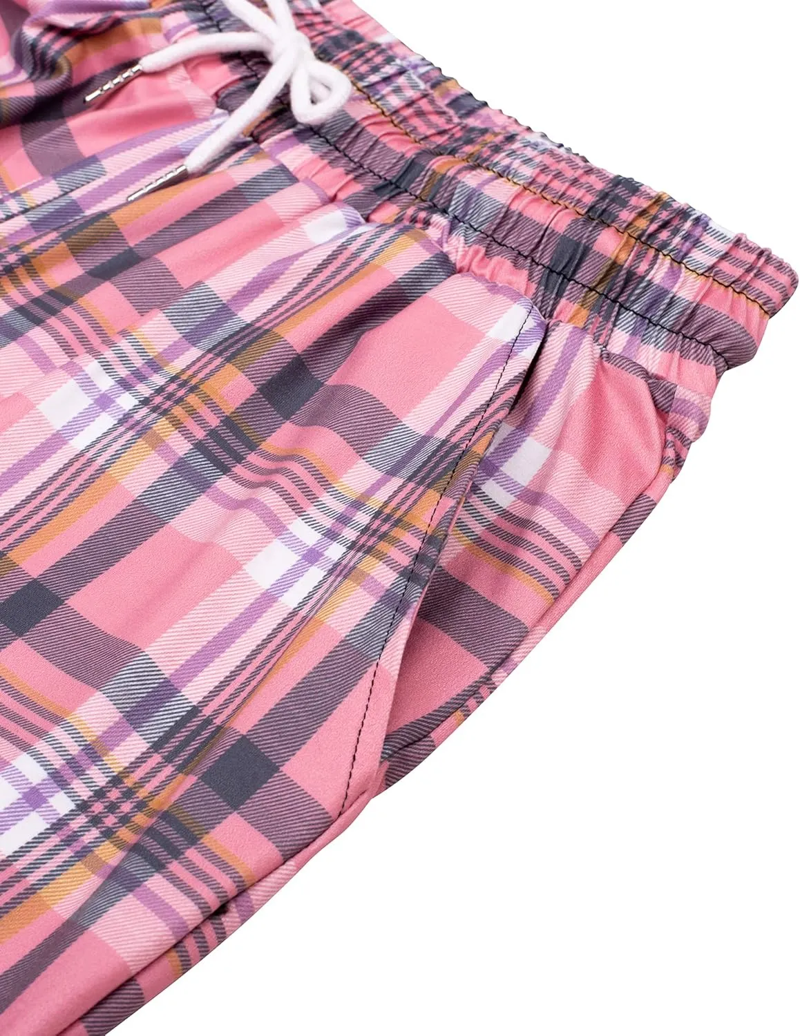 Alimens & Gentle Womens Pajama Pants Plaid Stretch Comfy Lounge Pants Drawstring Sleep Bottoms with Pockets