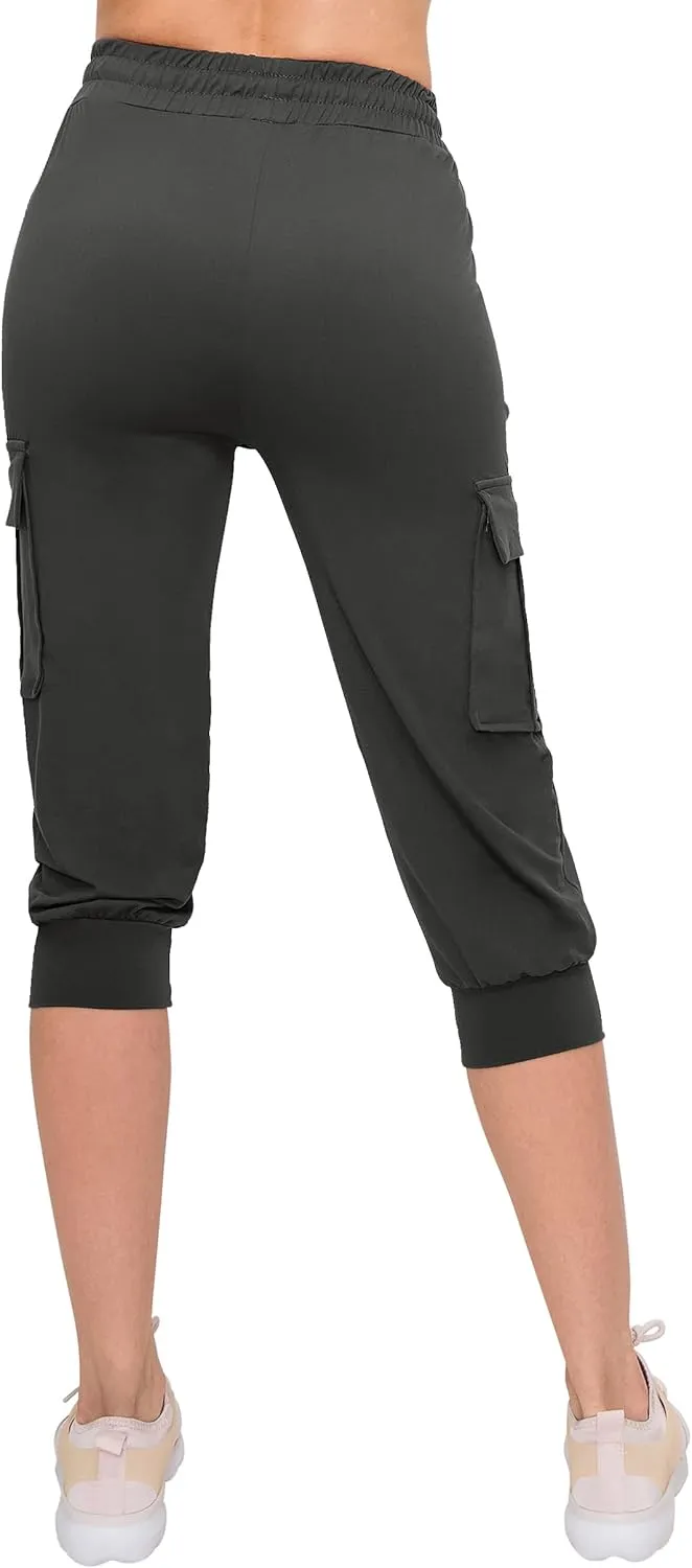 ALWAYS Capri Cargo Jogger Pants for Women - Super Soft Casual Drawstrings Track Cuff Bottoms