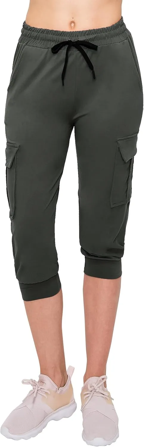 ALWAYS Capri Cargo Jogger Pants for Women - Super Soft Casual Drawstrings Track Cuff Bottoms
