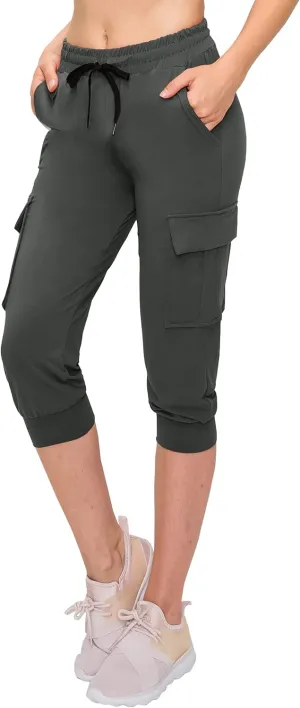 ALWAYS Capri Cargo Jogger Pants for Women - Super Soft Casual Drawstrings Track Cuff Bottoms
