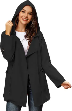Andongnywell Women Lightweight Raincoat Waterproof Trench Coat Windbreaker Hiking Rain Jacket Breathable Outwear
