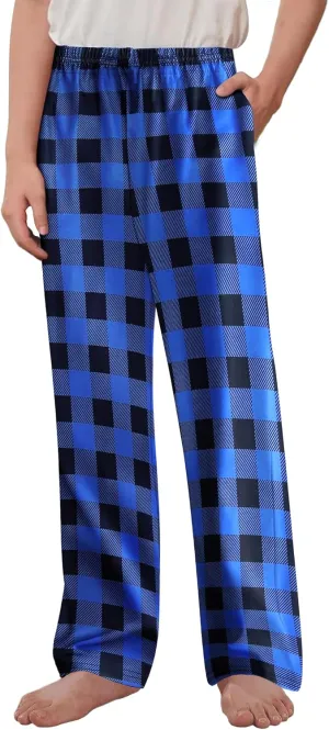 Arshiner Boys Pajama Pants Long Sleep Plaid Pants Soft Lounge Pj Bottoms with Pockets