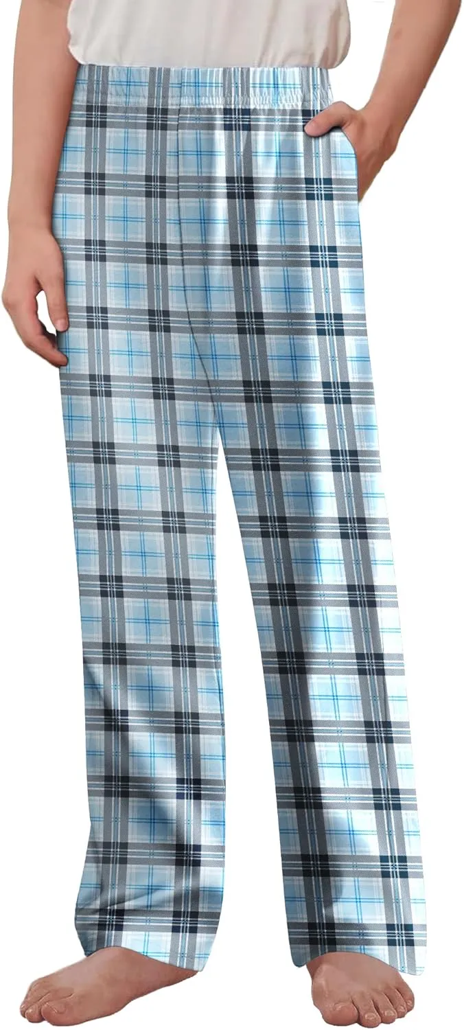 Arshiner Boys Pajama Pants Long Sleep Plaid Pants Soft Lounge Pj Bottoms with Pockets