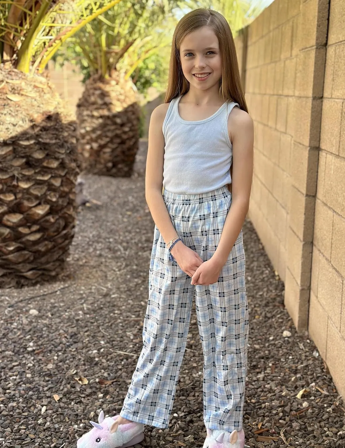 Arshiner Boys Pajama Pants Long Sleep Plaid Pants Soft Lounge Pj Bottoms with Pockets