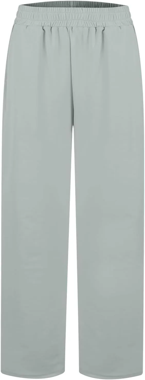 Baggy Sweat Pants for Women Y2k High Waisted Lounge Pants Casual Loose Petite Pants Elastic Waist Wide Leg Pants