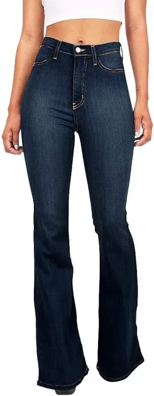 Bell Bottom Jeans for Women Retro Skinny Flared Jeans Elastic High Waist Bootcut Pants Wide Leg Denim Pants