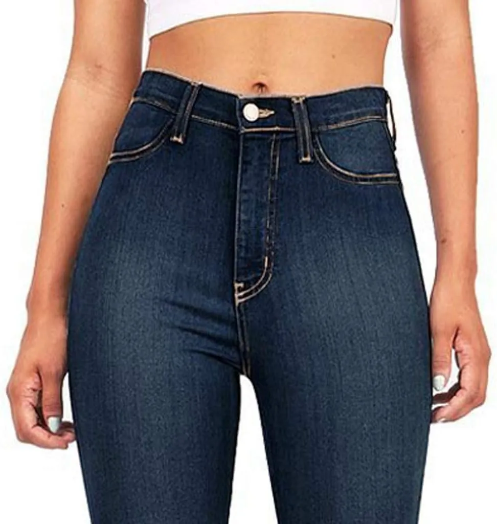 Bell Bottom Jeans for Women Retro Skinny Flared Jeans Elastic High Waist Bootcut Pants Wide Leg Denim Pants