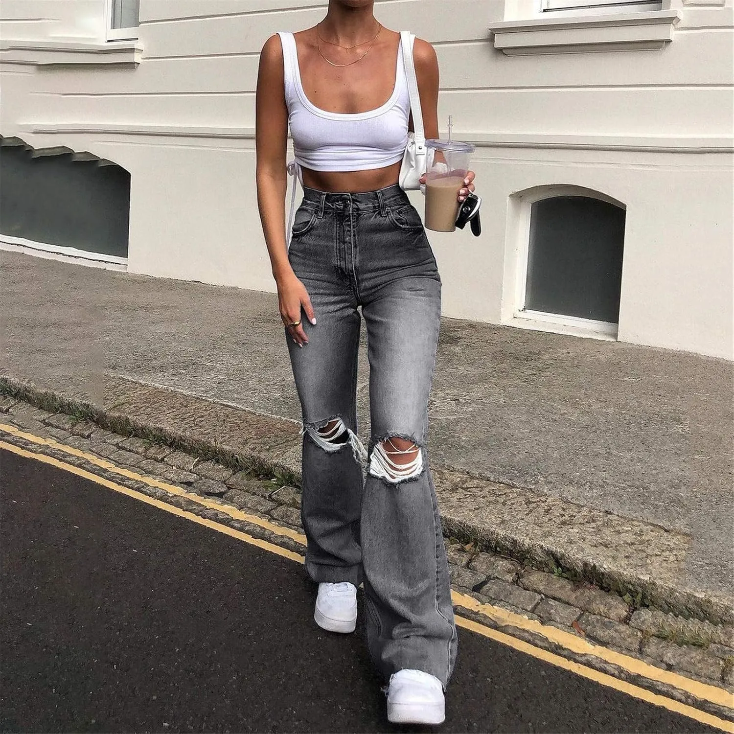Bell Bottoms for Women High Waisted Ripped Flared Jeans Wide Leg Jeans Bootcut Jeans Retro Flared Denim Pants Jean