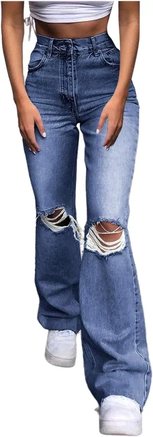Bell Bottoms for Women High Waisted Ripped Flared Jeans Wide Leg Jeans Bootcut Jeans Retro Flared Denim Pants Jean