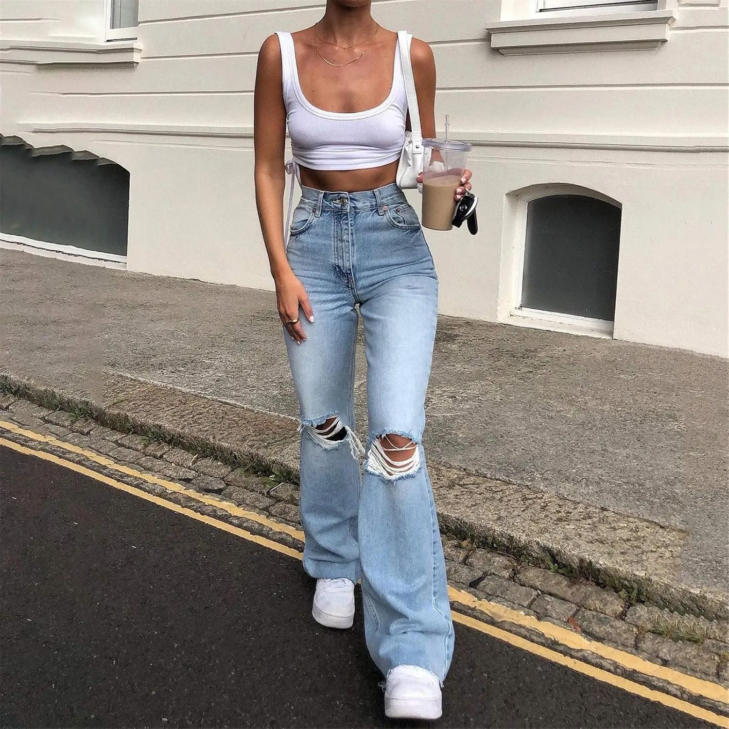 Bell Bottoms for Women High Waisted Ripped Flared Jeans Wide Leg Jeans Bootcut Jeans Retro Flared Denim Pants Jean