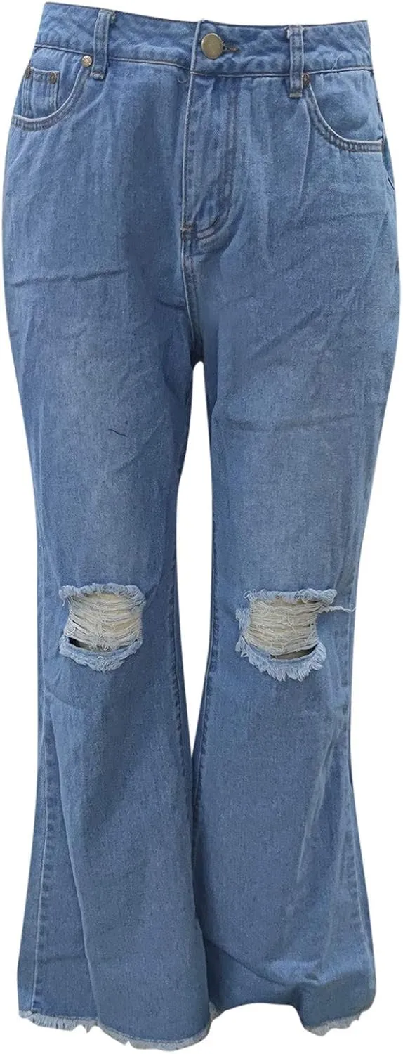 Bell Bottoms for Women High Waisted Ripped Flared Jeans Wide Leg Jeans Bootcut Jeans Retro Flared Denim Pants Jean