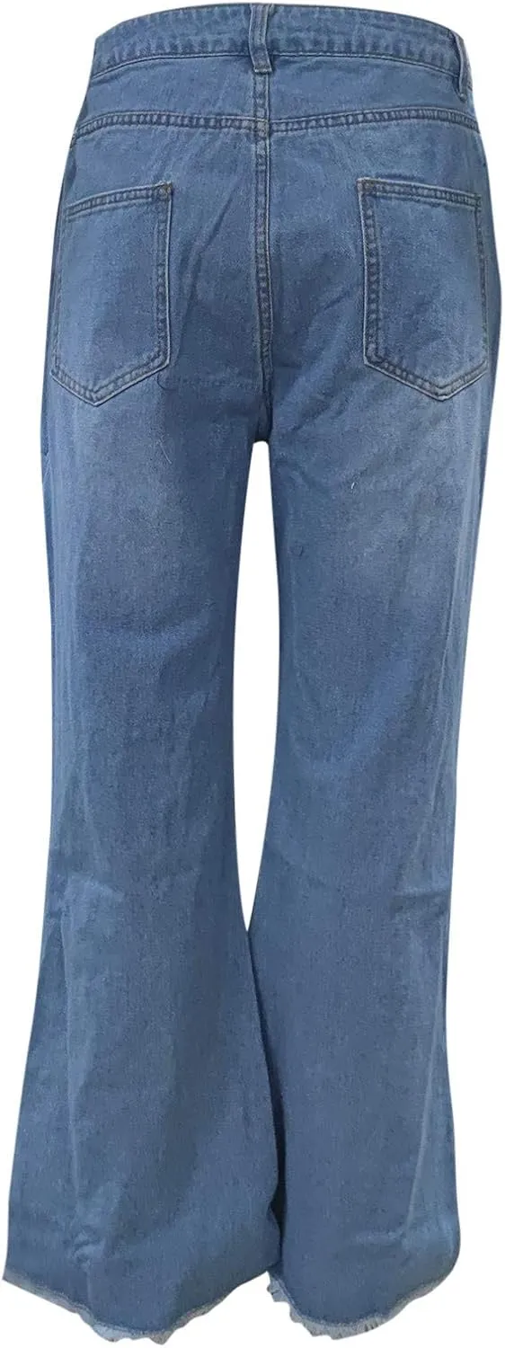 Bell Bottoms for Women High Waisted Ripped Flared Jeans Wide Leg Jeans Bootcut Jeans Retro Flared Denim Pants Jean