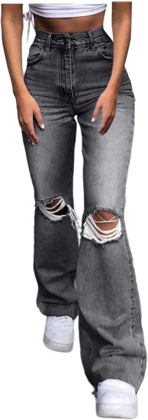 Bell Bottoms for Women High Waisted Ripped Flared Jeans Wide Leg Jeans Bootcut Jeans Retro Flared Denim Pants Jean