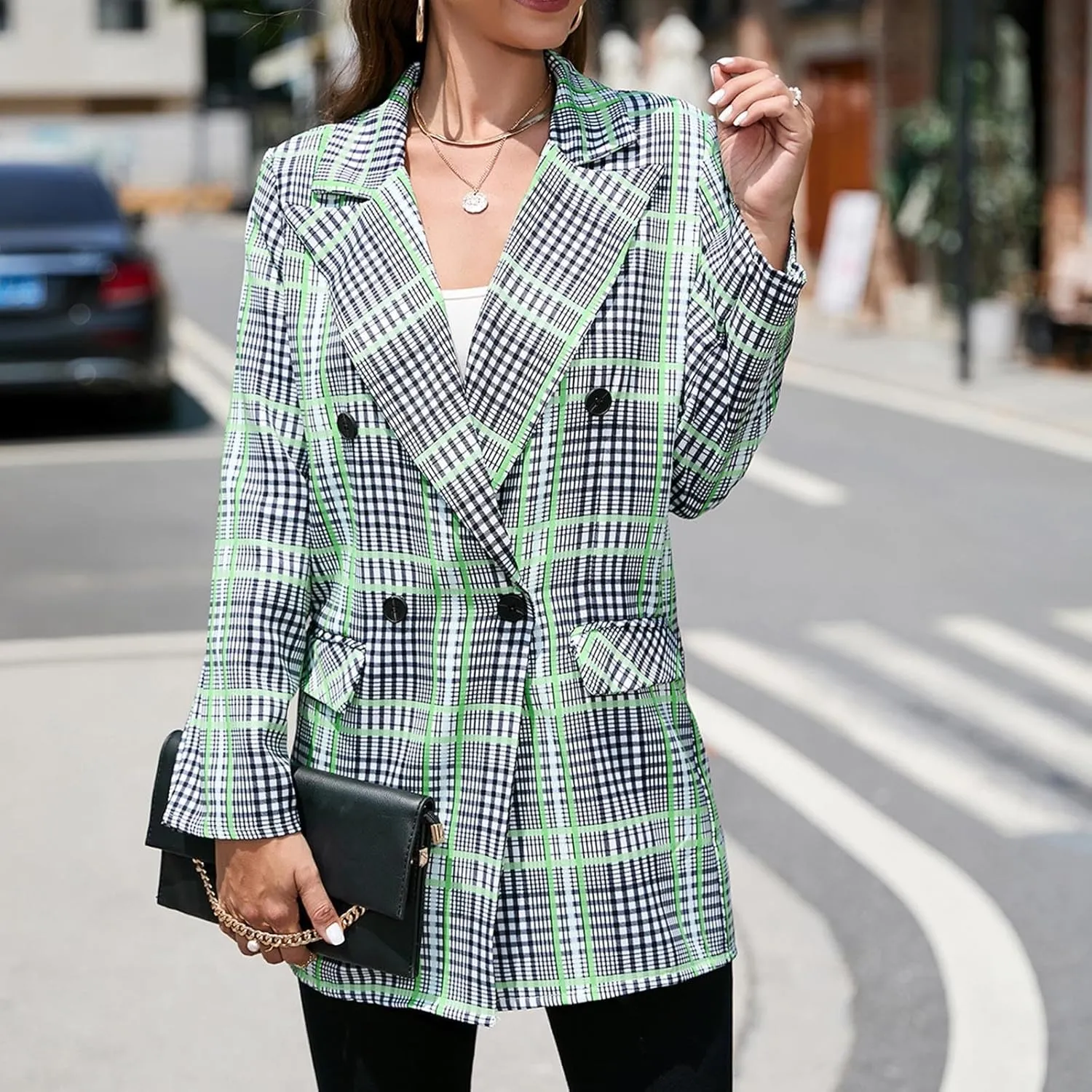 Blazer Jackets for Women Dressy Casual Long Sleeve Work Office Suit Jackets Open Front Double Breasted Lapel Jackets