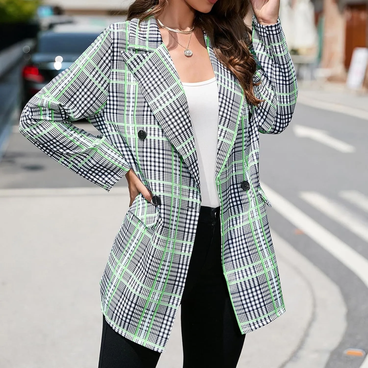 Blazer Jackets for Women Dressy Casual Long Sleeve Work Office Suit Jackets Open Front Double Breasted Lapel Jackets