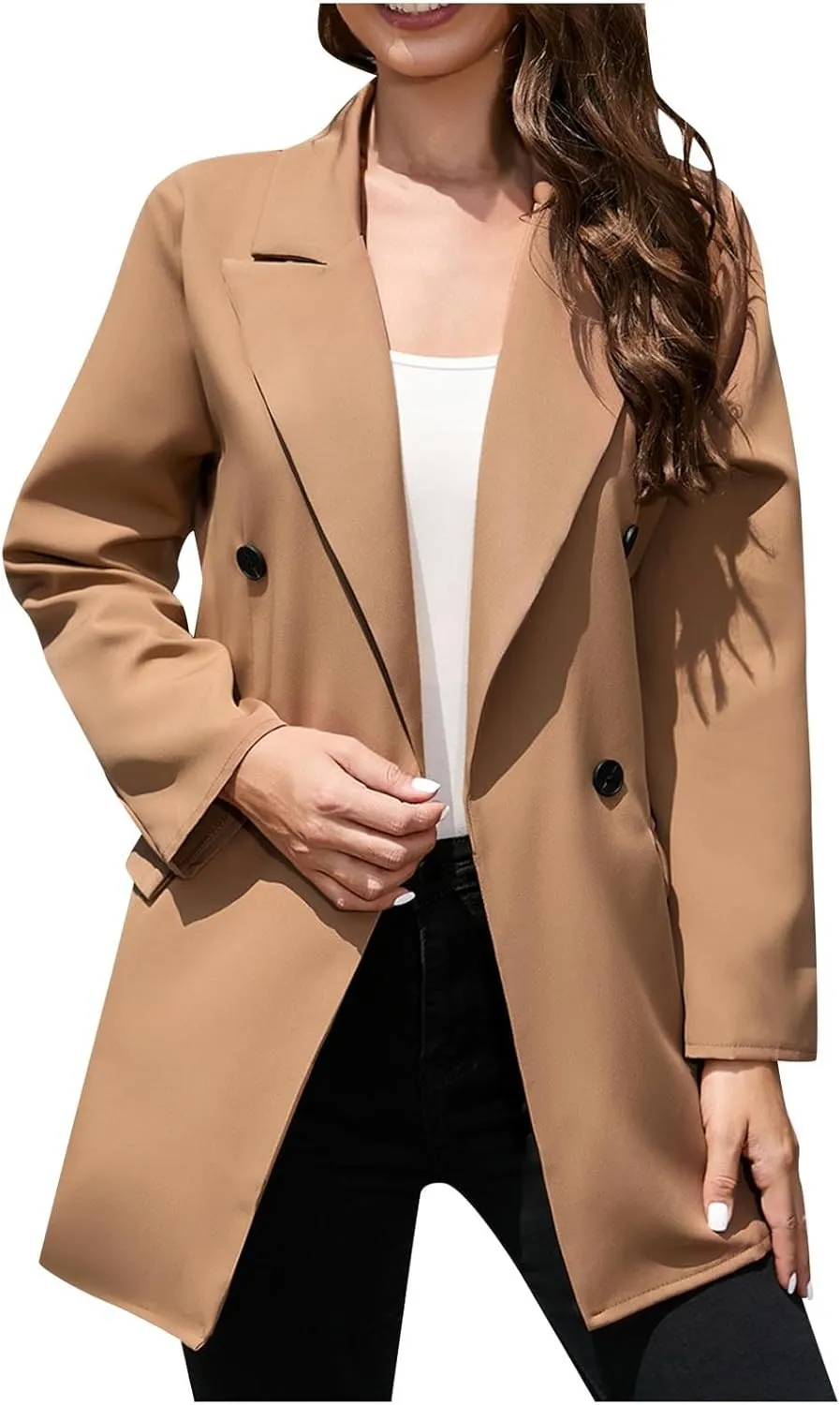 Blazer Jackets for Women Dressy Casual Long Sleeve Work Office Suit Jackets Open Front Double Breasted Lapel Jackets