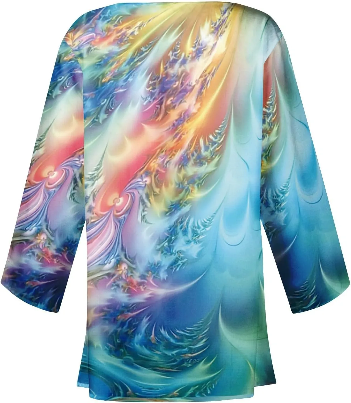 Cardigans for Women 2025 Retro Print 3/4 Sleeve Cardigans Lightweight Blouse Tops Coat Casual Duster Jackets