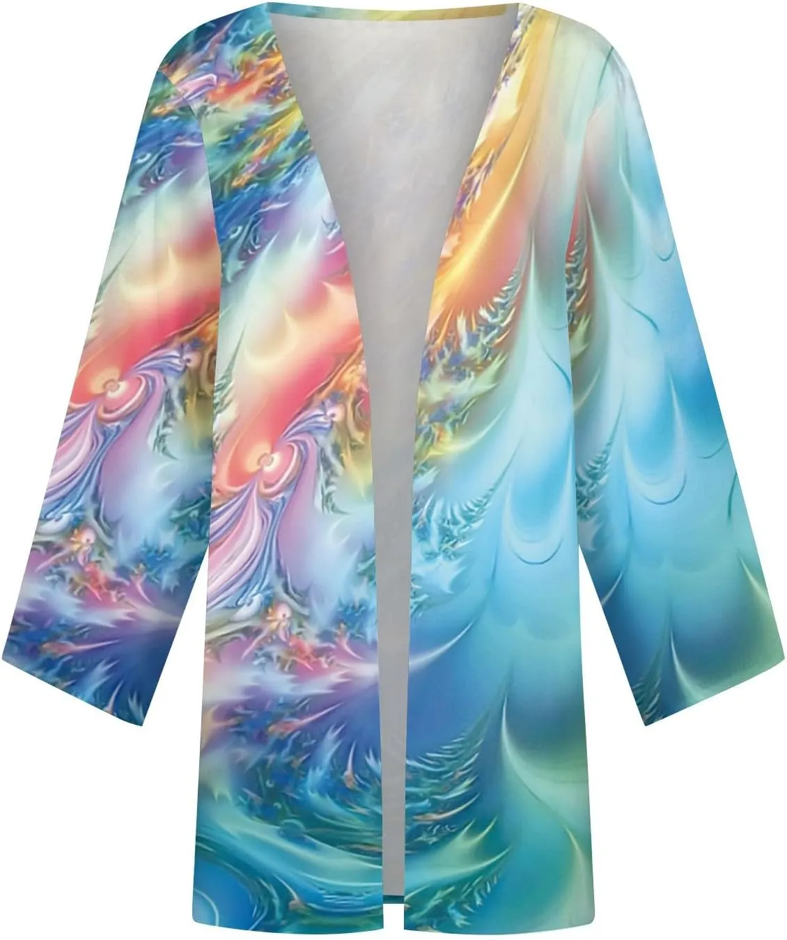 Cardigans for Women 2025 Retro Print 3/4 Sleeve Cardigans Lightweight Blouse Tops Coat Casual Duster Jackets