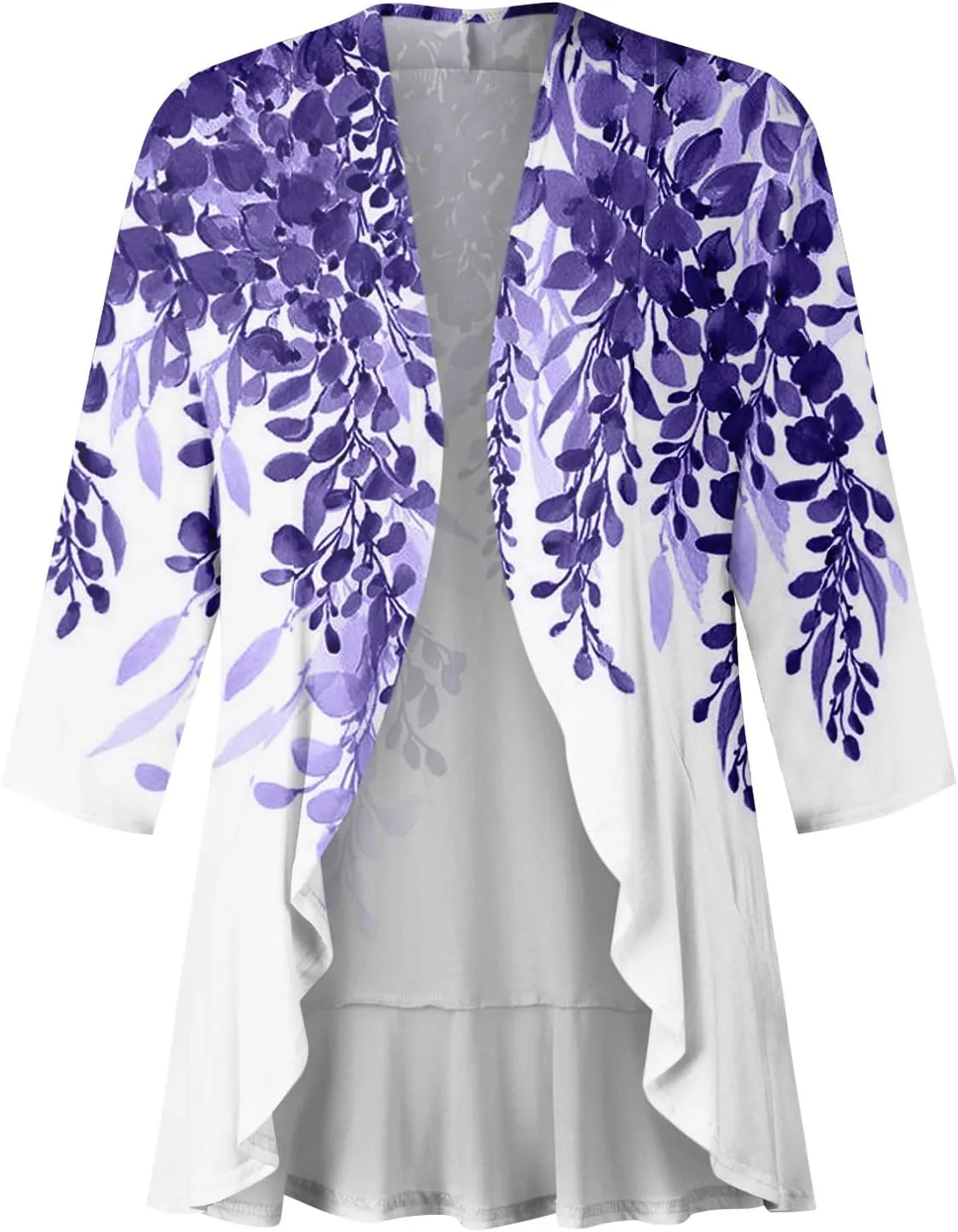 Cardigans for Women 2025 Retro Print Lightweight Cardigans Casual Duster Jackets 3/4 Sleeve Blouse Tops Coat
