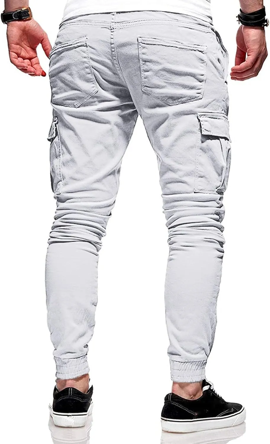 Cargo Pants for Men Big and Tall Pants Jogger Pants for Men Plain Wild Cargo Pant Fall Winter Elastic Drawstring Pant