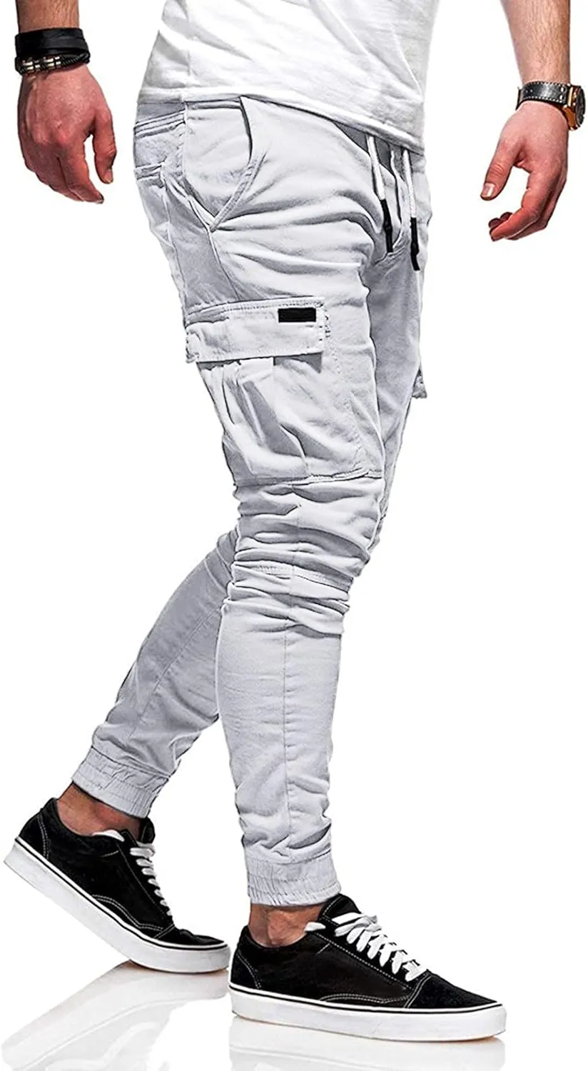 Cargo Pants for Men Big and Tall Pants Jogger Pants for Men Plain Wild Cargo Pant Fall Winter Elastic Drawstring Pant