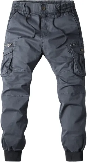 Cargo Pants for Men Big and Tall, Pants Men's Sweatpants with Pockets Solid Fleece Heavyweight Long Overalls Casual