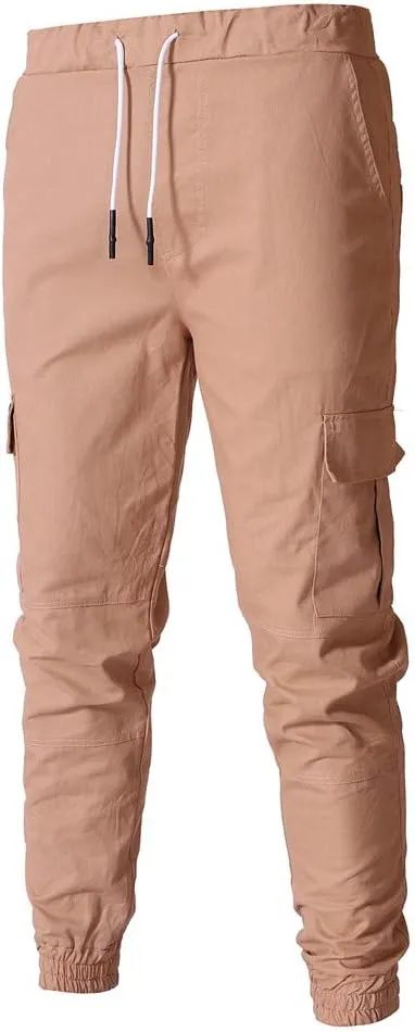 Cargo Pants for Men Big and Tall Sweatpants Cotton Fitted Running Workout Athletic Joggers with Pockets Men's Jogger
