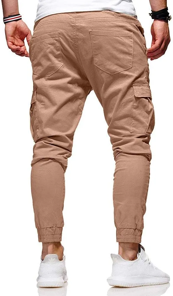 Cargo Pants for Men Big and Tall Sweatpants Cotton Fitted Running Workout Athletic Joggers with Pockets Men's Jogger