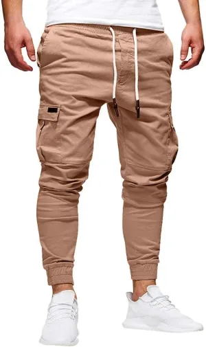 Cargo Pants for Men Big and Tall Sweatpants Cotton Fitted Running Workout Athletic Joggers with Pockets Men's Jogger