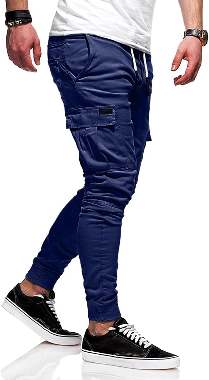 Cargo Pants for Men Joggers Elastic Waist Athletic Workout Jogger Drawstring Sport Pants Mens Sweatpants with Pockets