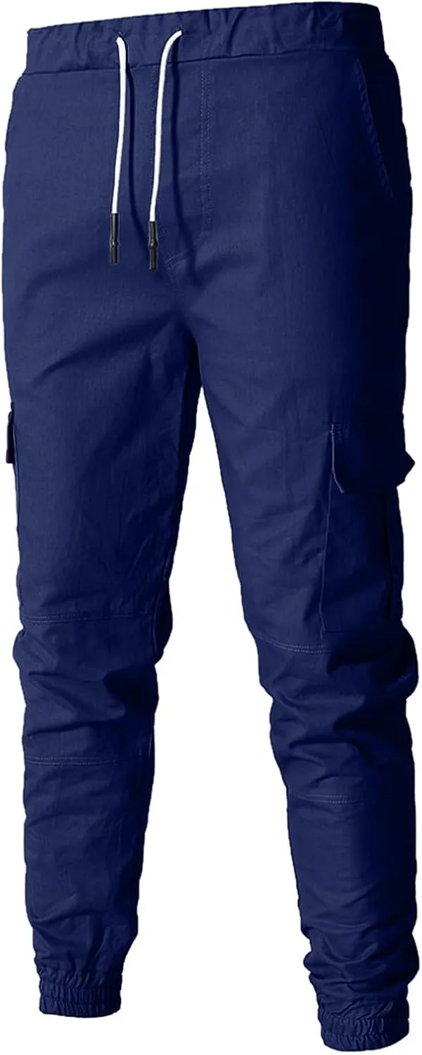 Cargo Pants for Men Joggers Elastic Waist Athletic Workout Jogger Drawstring Sport Pants Mens Sweatpants with Pockets