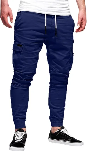 Cargo Pants for Men Joggers Elastic Waist Athletic Workout Jogger Drawstring Sport Pants Mens Sweatpants with Pockets