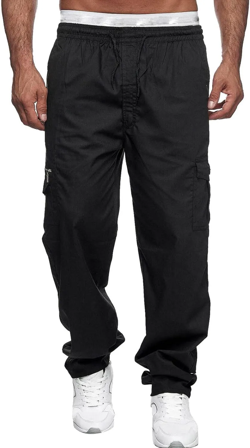 Cargo Sweatpants for Men Big and Tall Men's Casual Cargo Pants Loose Fit Jogger Sweatpants Tactical Work Pants Multi