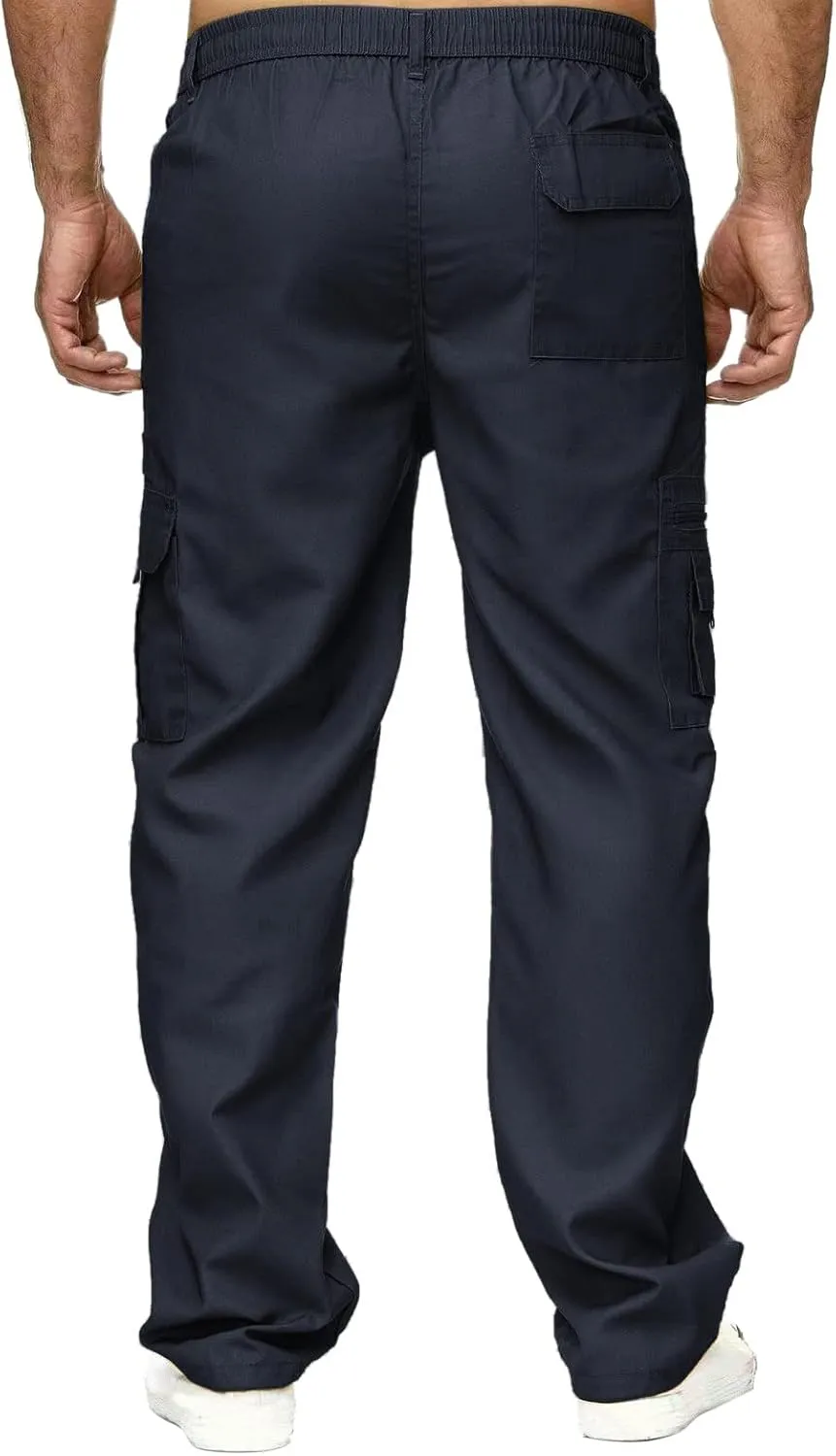 Cargo Sweatpants for Men Fleece Cargo Sweatpants Stretch Elastic Waist Athletic Workout Jogger Drawstring Sport Pants