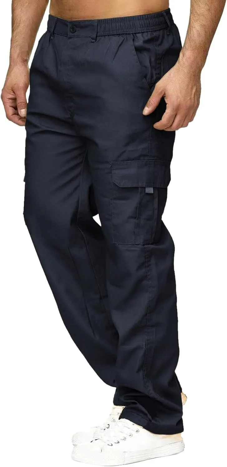 Cargo Sweatpants for Men Fleece Cargo Sweatpants Stretch Elastic Waist Athletic Workout Jogger Drawstring Sport Pants