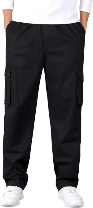 Cargo Sweatpants for Men Men's Drawstring Waist Zipper Hem Corduroy Cargo Pants with Pockets Men's Casual Drawstring