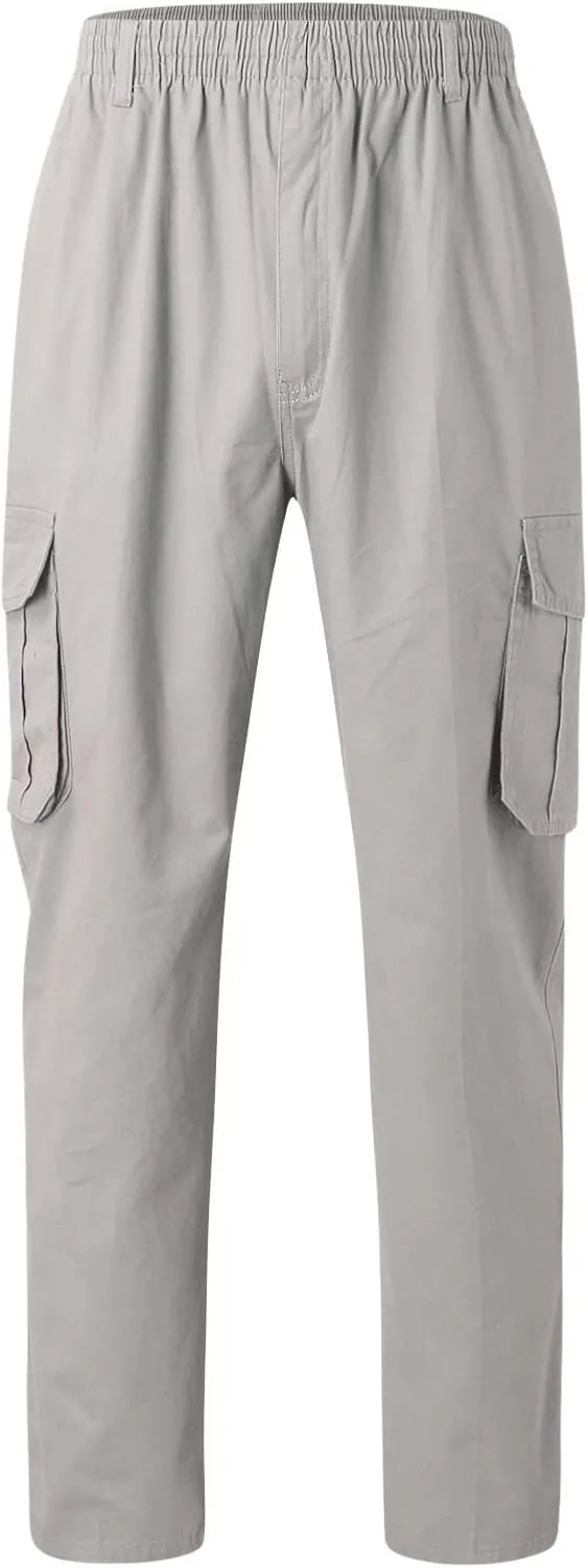 Cargo Trousers for Men Relaxed Fit Cargo Pants Men's Heavyweight Cargo Fleece Sweatpants Stretch Elastic Waist Jogger