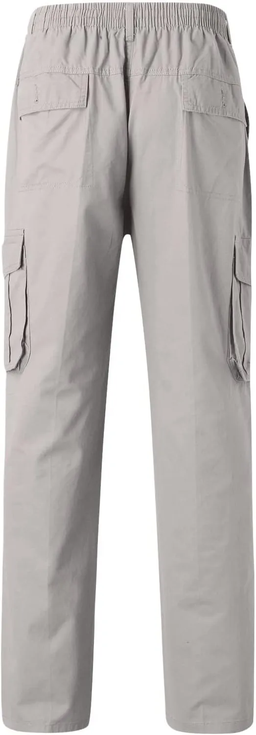 Cargo Trousers for Men Relaxed Fit Cargo Pants Men's Heavyweight Cargo Fleece Sweatpants Stretch Elastic Waist Jogger