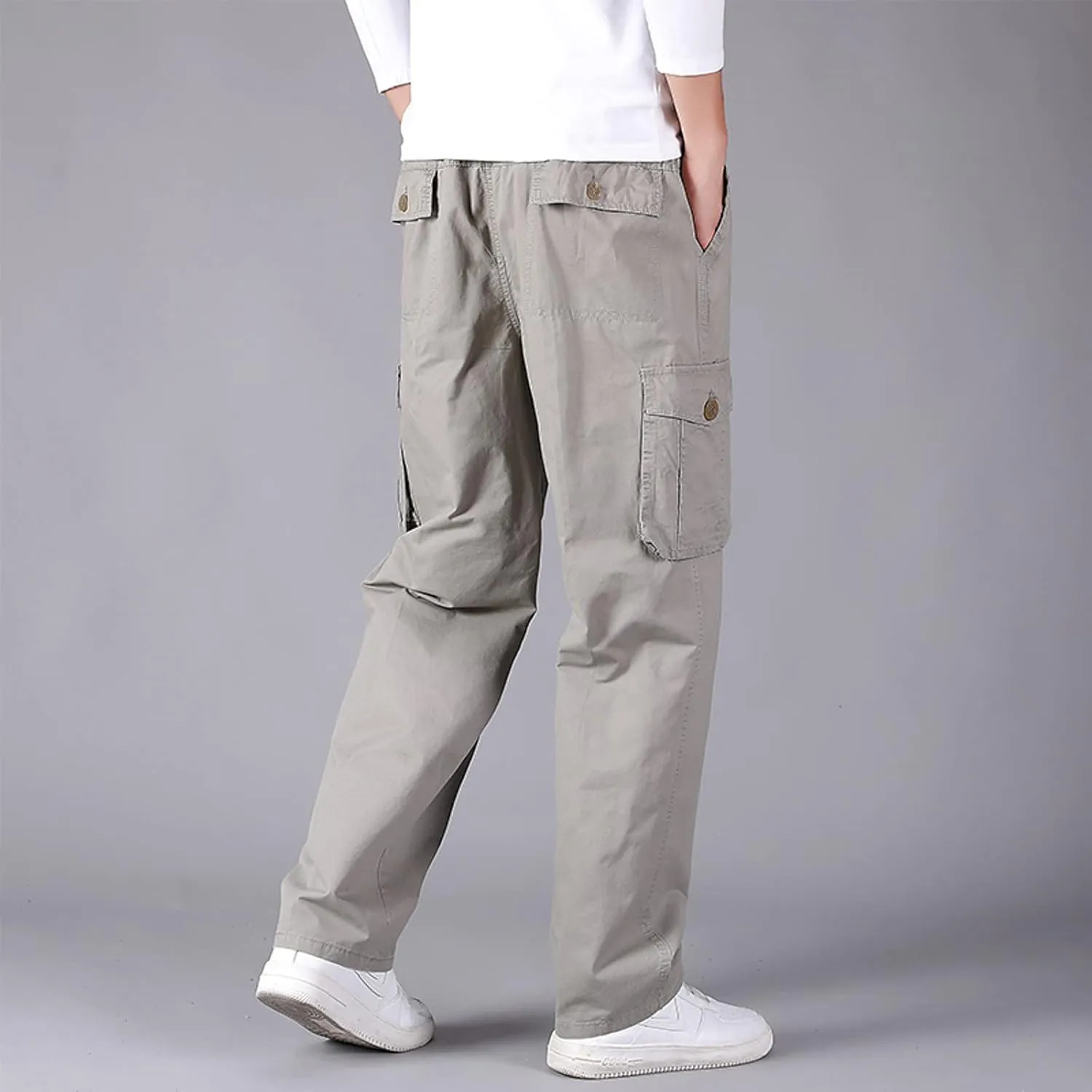 Cargo Trousers for Men Relaxed Fit Cargo Pants Men's Heavyweight Cargo Fleece Sweatpants Stretch Elastic Waist Jogger