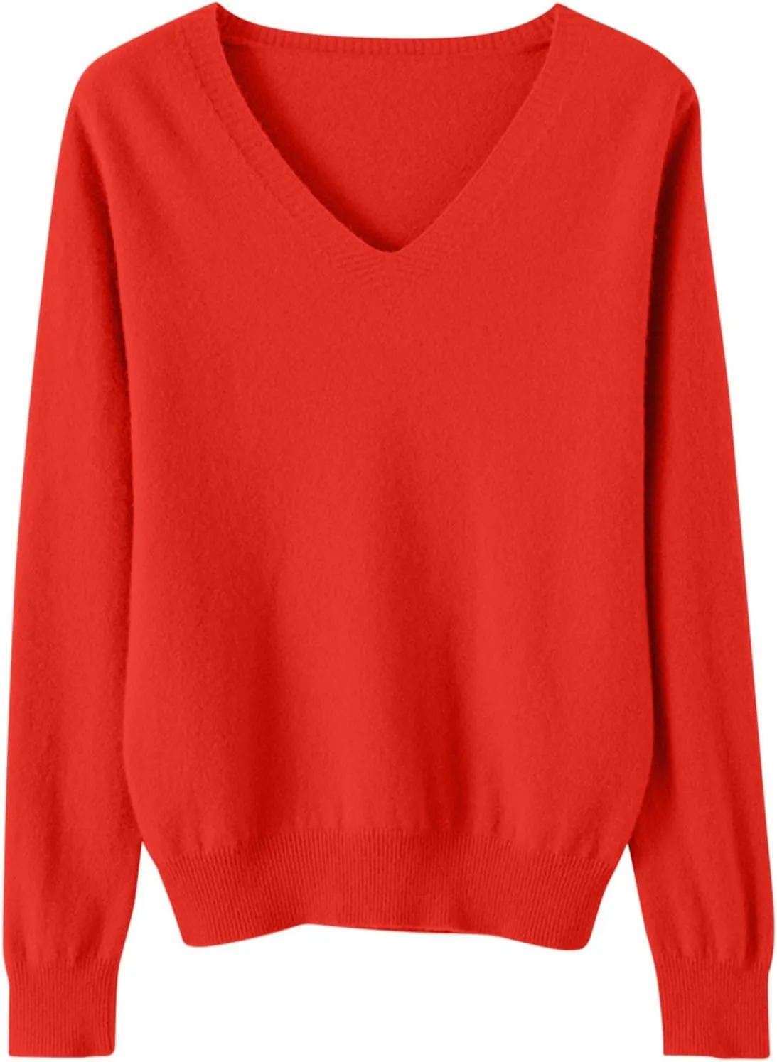 Cashmere Sweaters for Women Long Sleeve V Neck Pullover Tops Loose Soft Cozy Sweater Warm Wool Knit Sweater Shirts