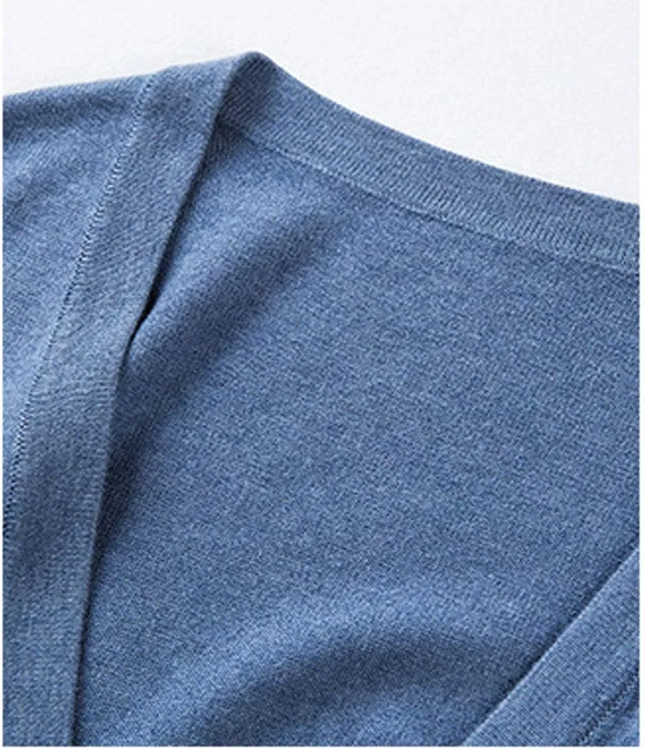 chouyatou Men's Casual V Neck Button Front Lightweight Knitted Outwear Cardigan Sweater
