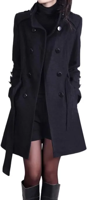 cooki Coats for Women Long Puffer Coat Women Jackets for Women Wool Trench Coats for Women Winter Spring Fashion Notch Collar Pea Coats Long Jackets Coats